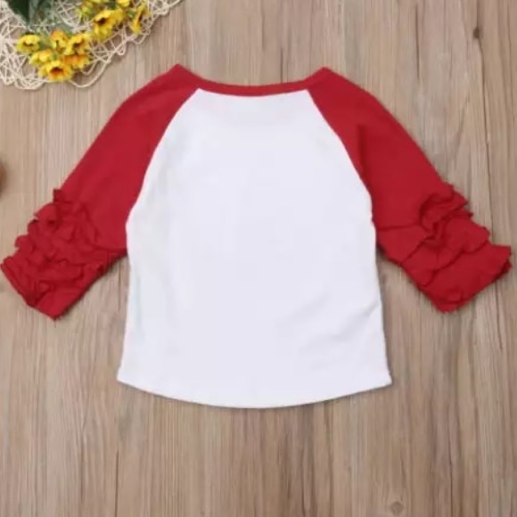 Unicorn Glitter Holiday Ruffle Christmas T Shirt - Picture 2 of 5